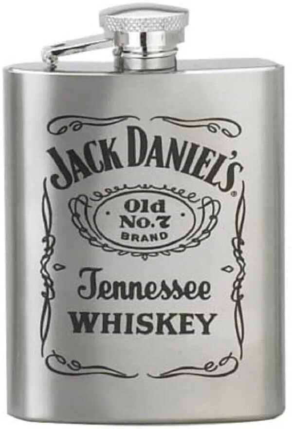 Jack Daniels 8ozer Stainless Hlau Hip Flask