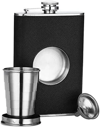 Stainless Hlau Hip Flask Bilt-in Collapsible 2 OZ Tua Iav